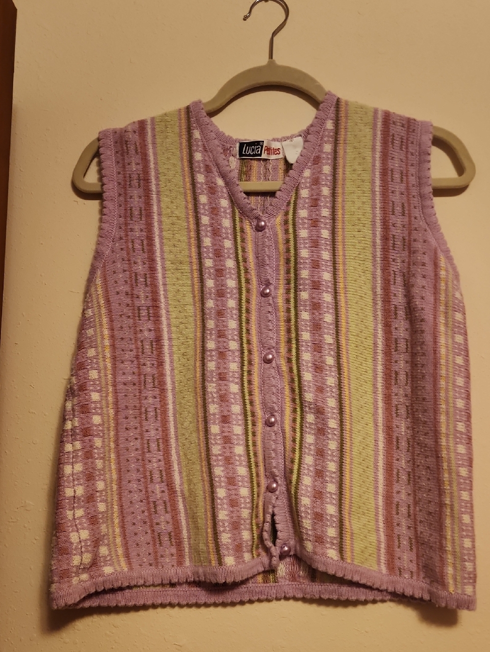 Lavender Striped Knit Vest